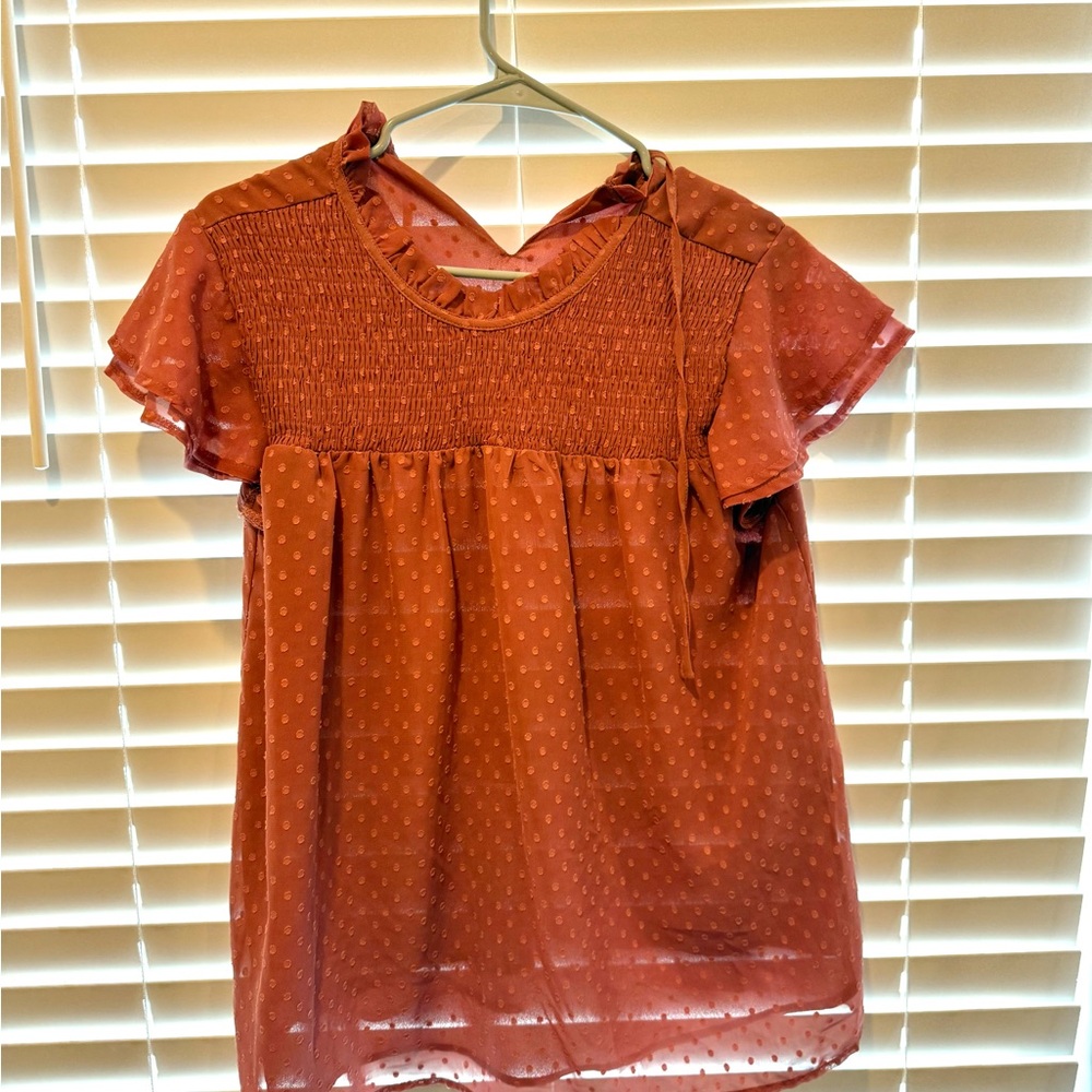 Rust Polka Dot Blouse